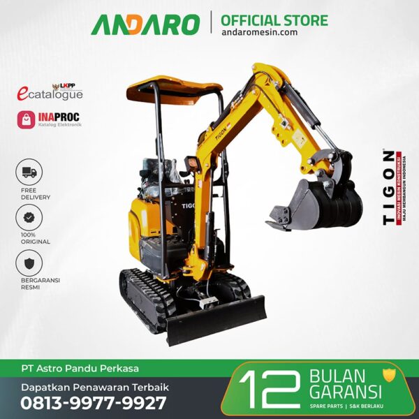 Mesin Mini Excavator TE-15 HD | Crawler Excavator 1.2 Ton