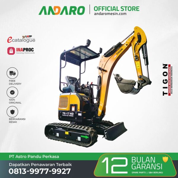 Mesin Mini Excavator TE-17 HD | Crawler Excavator 1.7 Ton