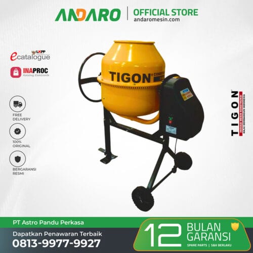 Mesin Molen Mini Pengaduk Semen Beton Tigon TCM-180L