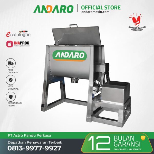 Ribbon Mixer Pengaduk Tepung Powder 100 Kg/Proses
