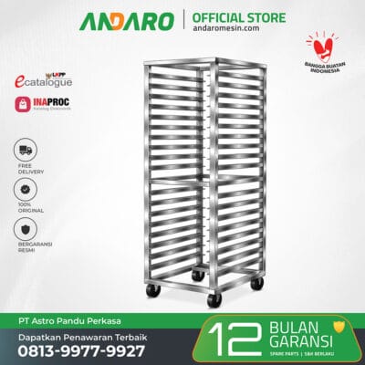 Gastronom Trolley | Trolley Penyimpanan Nampan Stainless untuk Program MBG