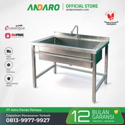 Meja Single Sink | Meja Cuci Stainless Steel 1 Bak untuk Program MBG