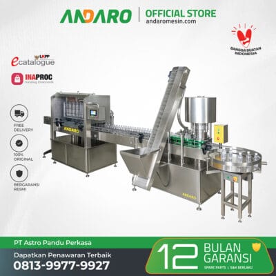 Mesin Filling & Capping Inline Otomatis | Pengisi & Tutup Botol 8 Nozzle