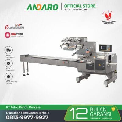Mesin Horizontal AQUILA-250 | Pembungkus Snack, Roti, Wafer & Biskuit