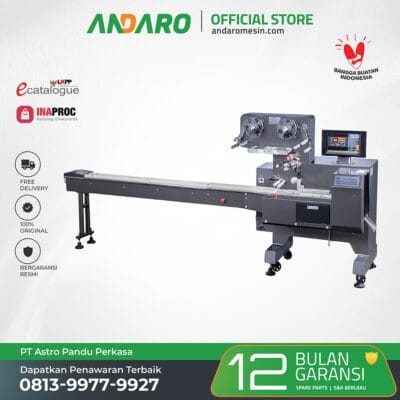 Mesin Horizontal DRACO-750 | Pembungkus Snack, Roti, Wafer & Biskuit