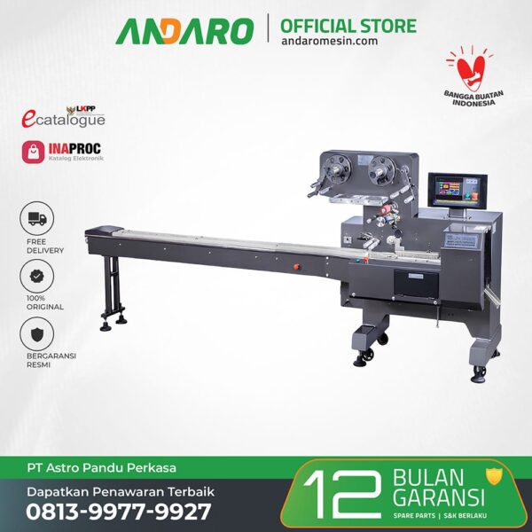 Mesin Horizontal DRACO-750 | Pembungkus Snack, Roti, Wafer & Biskuit