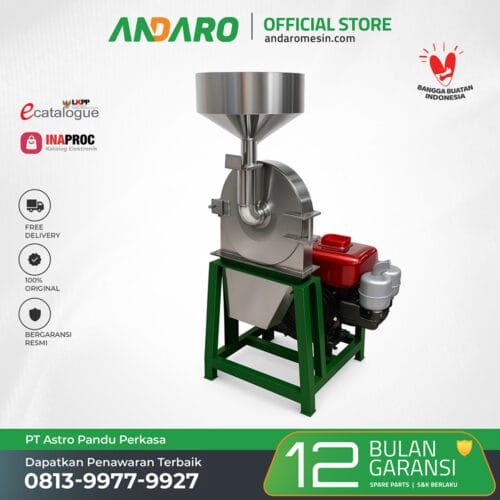 Mesin Penepung Disk Mill ANDARO ATDM-500K | 500 Kg/Jam