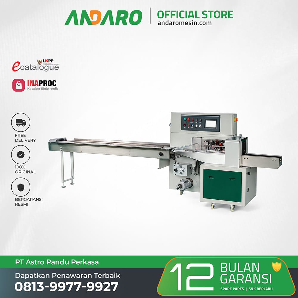 Mesin Pengemas Horizontal MKH-350 | Pengepak Roti Bantal, Biskuit, Mie & Pia