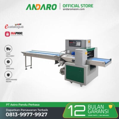 Mesin Pengemas Horizontal MKH-600 | Pengepak Roti Bantal, Biskuit, Mie & Pia