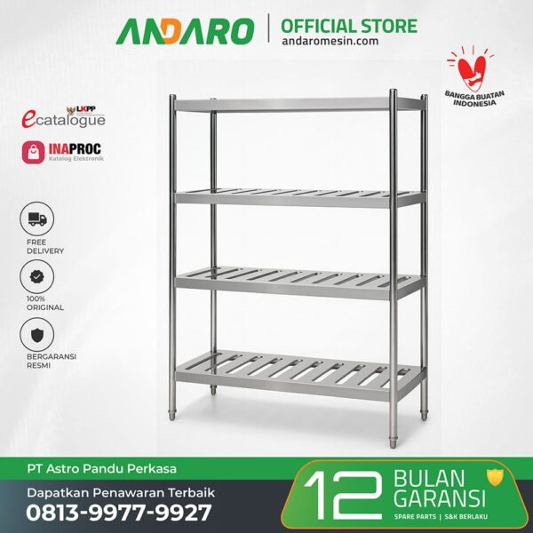 Rak Loyang Slotted 4 Tingkat | Vertical Pan & Tray Storage untuk Program MBG