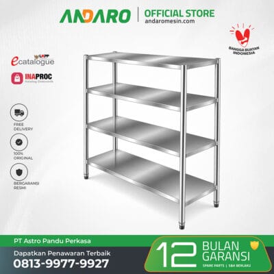 Storage Rack 4 Tier | Rak Penyimpanan Panci, Wajan dan Peralatan Dapur MBG
