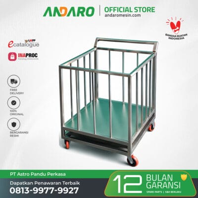 Trolley Ompreng MBG | Gerobak Troli Pengumpul Loyang Kotor